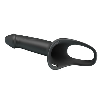 Черный полый мужской страпон London - 16,8 см.