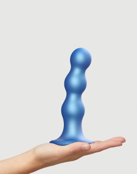 Рельефный фаллоимитатор Strap-On-Me Dildo Plug Balls размер L 15 см голубой