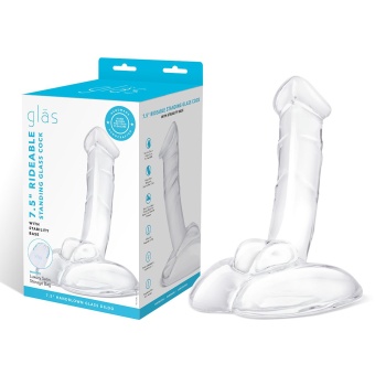 Стеклянный фаллоимитатор на подставке Rideable Standing Glass Cock With Stability Base