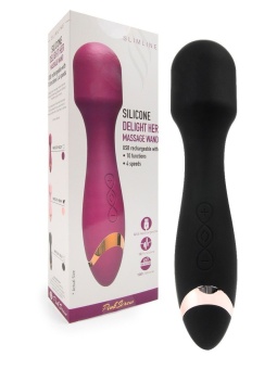 Черный силиконовый wand-вибратор - 18,5 см.