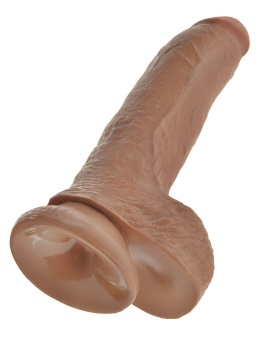 Фаллоимитатор на присоске с мошонкой King Cock with Balls 23 см мулат
