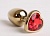 Золотистая анальная пробка с красным стразиком-сердечком - 7,5 см.