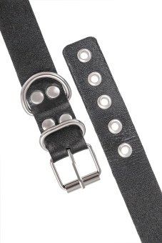 Черные кожаные наручники-браслеты из одного ремешка с люверсами