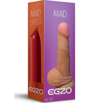 Телесный фаллоимитатор Mad Lipstick с мошонкой и подошвой-присоской - 17 см.