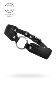 Черный кожаный чокер-ошейник со скруглёнными углами
