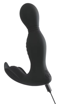 Черная анальная пробка с вибрацией, вращением и пультом ДУ RC Butt Plug with 2 Functions