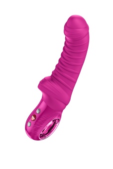 Лиловый вибратор Tiger с ребрышками - 22,5 см.