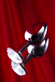 Малая анальная пробка Jewelry Butt Plug Silver Diamond серебряная с алмазом