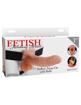 Фаллопротез с мошонкой Hollow Strap-On with Balls 19 см телесный