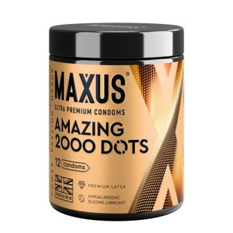 Точечные презервативы Maxus 2000 Amazing Dots 12 шт с кейсом