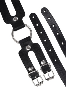 Черные кожаные оковы из двух ремешков