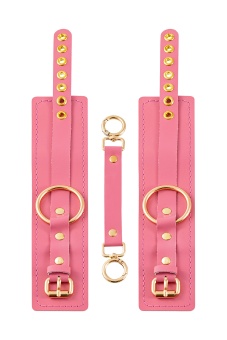 Розовые однослойные кожаные оковы