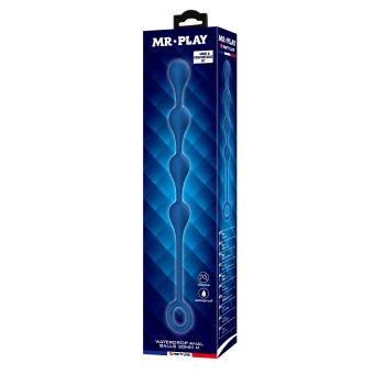 Синяя анальная ёлочка с кольцом Waterdrop Anal Balls 30 mm M - 33,5 см.
