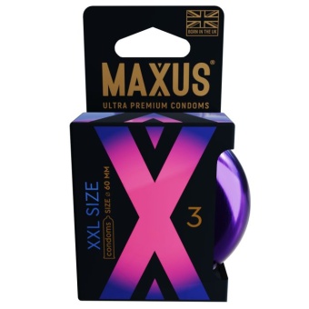 Набор увеличенных презервативов Maxus XXL 3 шт с кейсом