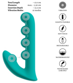 Зеленый вибратор SYLORA Unique Beads Vibrator - 17 см.