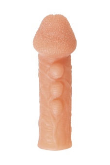 Телесная закрытая насадка с шишечками Cock Sleeve Size S - 13,8 см.