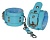 Лаковые наручники с меховой отделкой голубые