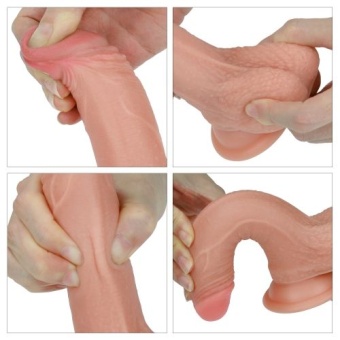 Телесный фаллоимитатор 7’’ Dual layered Platinum Silicone Cock - 18 см.