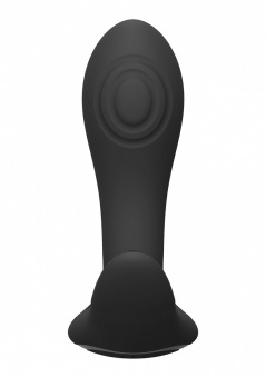 Черный вибромассажер Kata с анальным и клиторальным стимуляторами - 12 см.
