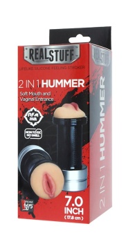 Двусторонний мастурбатор REALSTUFF 2 IN 1 HUMMER MOUTH VAGINA - ротик и вагина