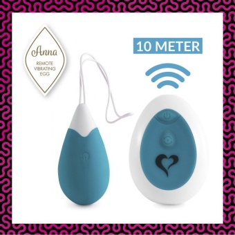 Бирюзовое виброяйцо с пультом управления Anna Vibrating Egg