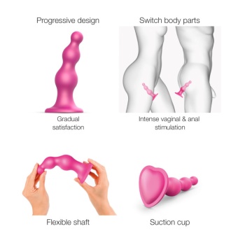 Рельефный фаллоимитатор Strap-On-Me Dildo Plug Beads размер S 12,8 см розовый Рельефный фаллоимитатор Strap-On-Me Dildo Plug Beads размер S 12,8 см розовый