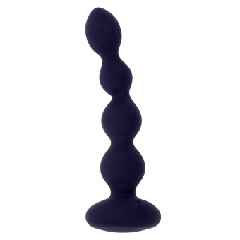 Фиолетовые анальные бусы с вибрацией и вращением Pleasure Orbit - 17,8 см.