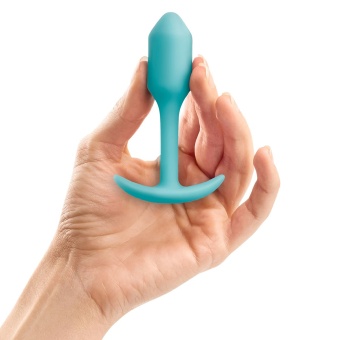 Утяжелённая анальная пробка для ношения b-Vibe Snug Plug 1 мини голубая