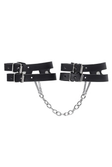 Черные кожаные оковы из двух ремешков