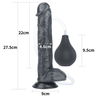 Черный фаллоимитатор-гигант с грушей 11 Squirt Extreme Dildo - 27,5 см.