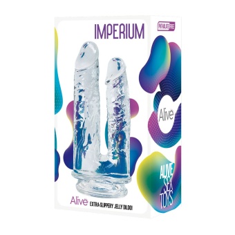 Двойной фаллоимитатор на присоске Imperium Jelly Dildo прозрачный