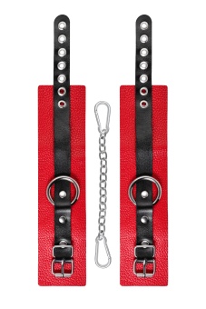 Красно-черные мягкие оковы с одним ремешком и люверсами