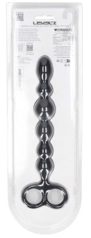 Черная анальная цепочка Beaded Silicone Anal Probe with Double Loop - 24 см.