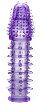 Фиолетовая закрытая насадка на пенис - 13,5 см.